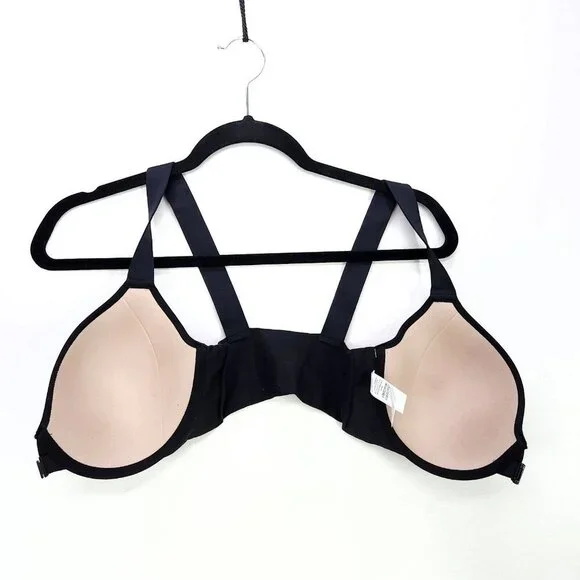 SPANX Bra Black Illusion Lace Full Coverage Underwire Front Close 32DD Stretch - Picture 3 of 15